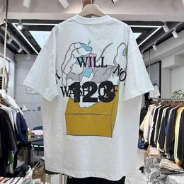 Men's T-Shirts 23SS Round Neck Oversize Vintage RRR123 T Shirt Men Women Best Quality Palm Print RRR 123 Tee T-shirt J240409