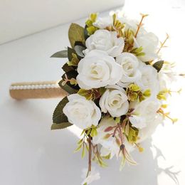 Wedding Flowers White Bouquet For Bride Accessories Bridesmaid Bouquets Silk Roses Artificial Handmade Bridal Marriage