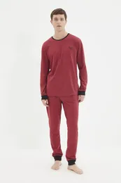 Home Clothing Trendyol Men 'S Regular Fit Embroidered Pyjamas Set TMNAW22PT1070