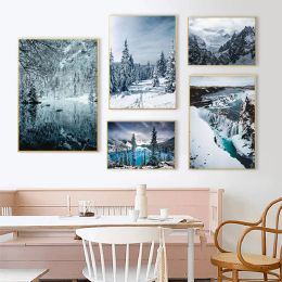 Winter Scenery Rime White Snow Poster Canvas Painting Snow Mountain Ice Lake Natural Landscape Wall Art Living Room Home Decor