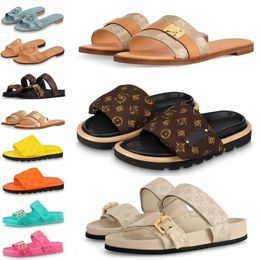 designer sandals slippers women flat mule comfort flats leather shoes ladies flip flops beach shoes