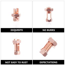 10 Pcs Bolt Clamp Copper Split Connector Grounding Strength Electric 2.5X1.5cm Joint Rose Gold Bonding