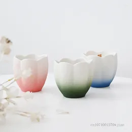 Candle Holders Creative Modern Minimalist Petal Shaped Ceramic Cup DIY Nordic Household Products Gradient Colour Empty