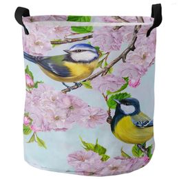 Laundry Bags Animal Bird Flowers Leaves Branch Plant Dirty Basket Foldable Home Organizer Clothing Kids Toy Storage