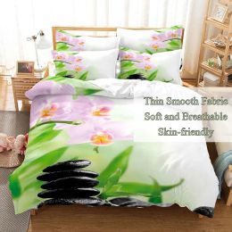 Green Flower Duvet Cover Set Double Bed With Pillowcase Lotus Bedding Set King Size 3pcs 2pcs Single Twin Full 200x200 220x240cm