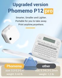 Phomemo Label Maker Machine with Tape P12 PRO Rechargeable Label Makers Compatible Different Font Colour Text Label Maker Tape