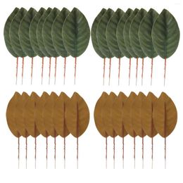 Decorative Flowers 60 Pcs Faux Greenery Artificial Magnolia Leaves Fabric Accessories Leaf Decor Lifelike Fake