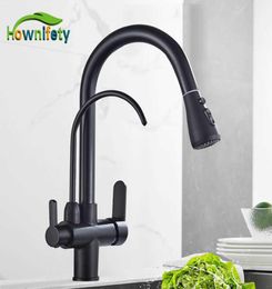 Gold BlackChrome Kithcen Purified Faucet Pull Out Water Philtre Tap 23 Way Torneira Cold Mixer Sink Crane Kitchen Drink 2107242601521