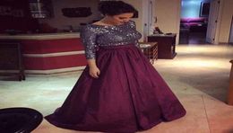 2019 Cheap elegant plus size mother of the bride dresses burgundy 34 long sleeves sequined formal evening prom gowns Wedding Gues9076957