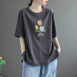 Womens Short Sleeve TShirt Loose Cartoon Large Size Simple Cotton Casual Youth Summer 4XL 240409
