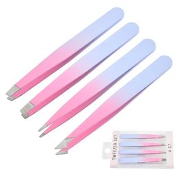 4Pcs/Set Tweezers Eyebrow Tweezer Set Stainless Professional Eye Lashes Extension Tweezers Eyebrow Tongs Scissors Cosmetic Tools1. For Eyebrow Tweezers Set