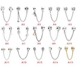 NEW 925 Sterling Silver Fit Charms Bracelets Safe Chain Rainbow Love Heart Crown Gold Charms for European Women Wedding Original Fashion Jewelry3318727