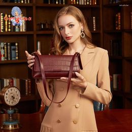 Bag Crocodile Pattern Ladies Shoulder Classic Wine Red Messenger For Women Brand Retro Design 2024