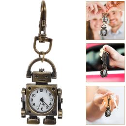 Keychain Watch, Pocket Watch with Key Buckle Robot Shaped Key Ring Watch Delicate Key Chain Watch Novelty Keychain Hanging