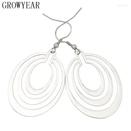 Stud Earrings Matte Silver Color Waterdrop Women Stainless Steel Fashion Jewelry 1 Pair