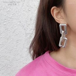 Dangle Earrings Punk Korean Fashion For Women Charm Pendant Long Geometric Drop Earring Style Thick Link Chain Jewelry Gift