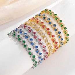 Link Bracelets Exquisite Colorful Wave Crystal Zircon Bracelet Women's Fashion Romantic Light Luxury Clothing Accessories Gift Wholesale