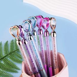 20Pcs/Lot Cute Love Heart Diamond Ballpoint Pen Blue Ink Kawaii Crystal Rotating Gel Pens Kids School Stationery Office Supplies