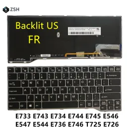 Keyboards US French Keyboard For Fujitsu Lifebook E733 E734 E743 E744 U745 E546 E547 E544 E736 E746 T725 T726 Laptop Backlit Keyboard