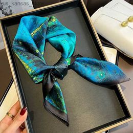 Scarves Pure Silk Women Square Scarf Bandanas Spring-Autumn Retro Bufanda Neckerchief Foulard Femme Luxury Hair Ribbon Headscarf240409