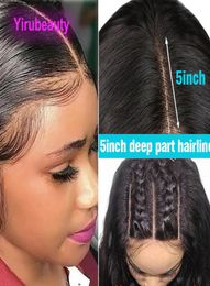 Brazilian Human Hair 5X5 Lace Closure Wig Straight Transparent HD Lace Colour Natural Colour 180 Density Part Adjustable Band 2215890