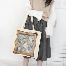 Bag Women Canvas Shoulder Cupid Oil Painting Shopping Bags Students Books Cotton Cloth Handbags Classic Tote For Girls