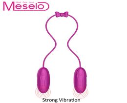 Meselo NEW Design Double Head Bullet Vibrator Clitoral Vagin Anal Vibrating Jump Eggs 60cm Rope Connect Adult Sex Toys For Women C9910560