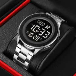 SKMEI Man Full Steel Countdown Waterproof Sports Watches For Men Mens Casual Back Light Digital Wristwatch Calendar Clock