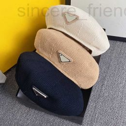 Ball Caps designer Designer Inverted Triangle Ice Silk Beret British Vintage Thin Straw Knitted Artist Hat Summer Mesh Bud Flat Top 5NY5