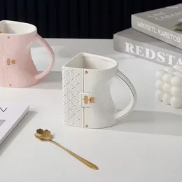 Mugs European American High Grade Handbag-Shaped Creative Mug With Spoon Ceramic Milk Tea Office Cups Drinkware Coffee Cup Gift