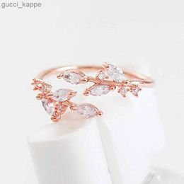2PCS Wedding Rings Exquisite Branch Adjustable Rings for Women Paved Dazzling CZ Stone Daily Wear Fashion Girls Finger Jewellery Birthday Gift