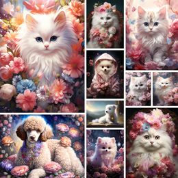 Pet Cat Dog Animals Printed Cross Stitch Patterns Embroidery Needlework Handicraft Handiwork Handmade Package For Adults Mulina