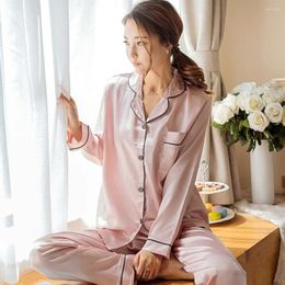 Home Clothing Jampelle Imitation Silk Women Pyjamas Set Soft Sleepwear Spring Fashion Smooth Long Sleeve Homewear Homies Nightwear