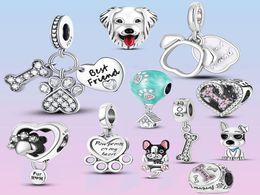 925 Sterling Silver Dangle Charm Dog Paw Charms Best Friend Heart Beads Bead Fit Charms Bracelet DIY Jewellery Accessories1060296