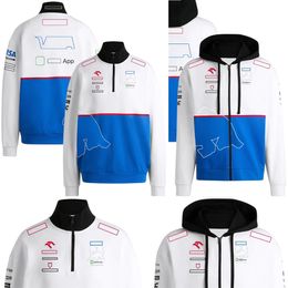 2024 F1 Fans Hoodie Unisex Formula 1 Full-length Zip Hoodie Fashion Racing Team Logo Half-zip Stand-up Sweatshirt for Men Hooded Jacket