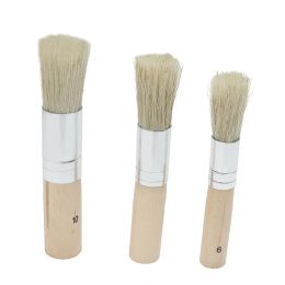 6pcs/Set Wooden Stencil Brush Chalk Paint Natural Pure Hog Bristle brush Round Acrylic Oil Painting Detail Brushes