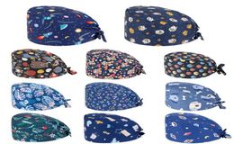 Print Scrub Cotton Nurse Hat Floral Bouffant Sanitary Cap with Sweatband Cartoon Printing Nursing Confortable Colorful Caps9048051