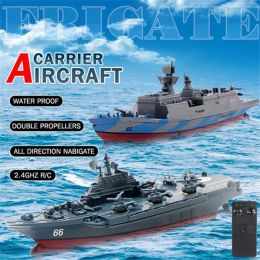 RC Boat Warship 2.4G Remote Control Boat Electric Carrier Outdoors Water Play Toy Speedboat RC Destoryer Waterproof Boat Toys