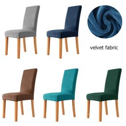 1/6pc Velvet Fabric Big Elastic Chair Cover Washable Dining Chair Covers Stretch Seat Case Office Chair Covers Home Decor Case
