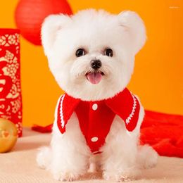 Dog Apparel Year Coat Christmas Pet Clothing Red Puppy Cloak Dress Noble Clothes Winter Teddy Cardigan XS-XL