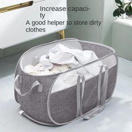 Laundry Bags Foldable Hollowed Out Basket Large Capacity Dirty Clothes Storage Household Sundry Organizer With Handle