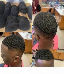 Men Wig Hairpieces 10mm Wave Hair Toupee Full Swiss Lace Toupee Black 1B Brazilian Virgin Human Hair Replacement for Men 3917682