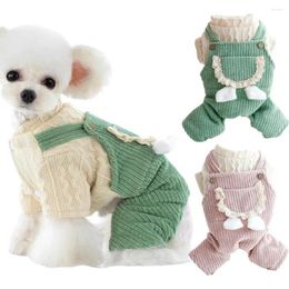 Dog Apparel Pretty Clothes Cotton Jumpsuit Ultra Soft Keep Warm Winter Autumn Lace Pocket Cat Puppy Overall