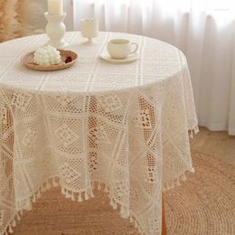 Table Cloth Nordic Retro Openwork Lace Tablecloth Cover Rectangular White Pastoral Round