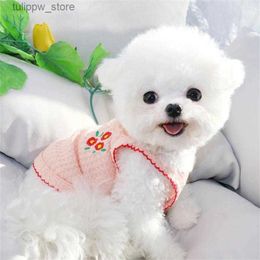 Dog Apparel Dog Apparel Cute Puppy Summer Suspender Flower Embroidery Dogs Clothes Softer Than Bear Clothing Vest Pet Dress Products L46