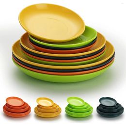 Plates Plastic Set Of 12 Pieces Dinner 3 Size 6.25/7.75/9.25 Inch Unbreakable Reusable Dishes For All Purpose And Age