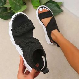 Sandals Knitting Women Fashion Beige Shoes Summer Casual Slip on Comfortable Platform Woman Sandalias Vulcanized for H240409 9TBJ