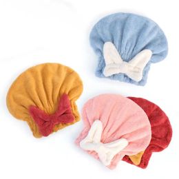 Hair dryer cap super absorbent quick-drying cap women's hair drying towel cute bow towel shampoo bath cap bathroom toiletries