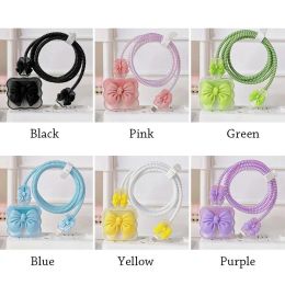 1PC For iPhone 18/20W Gradual Clear Charging Cable Protector Case Cute Bow Knot Data Line Cover Safe Plug USB Protector Cover