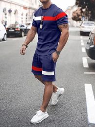 Men Tracksuits Fashion High Quality Short Sleeve Print T Shirt Shorts Suit Casual Oversized Sportswear Male Jogging Training Set 240409